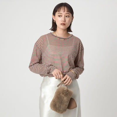 シアー マルチボーダー ロングスリーブ Tシャツ