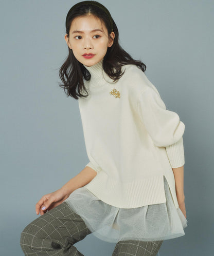 ウールカシミヤミックス ロールネック ニット