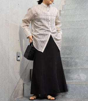 シアーストライプパイピングシャツ