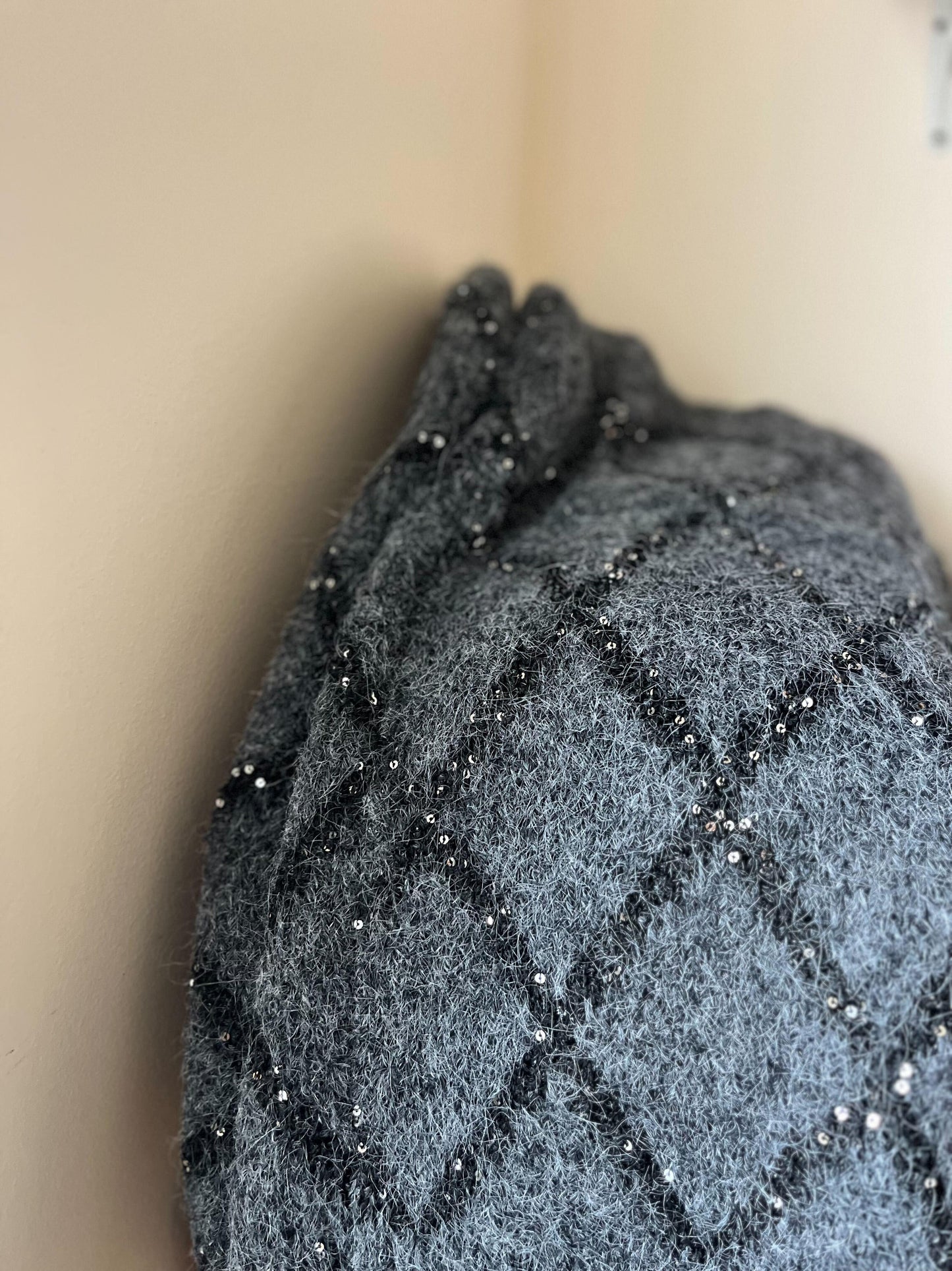 スパンコールニットロングカーディガン