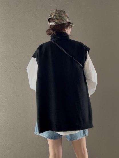タートルネックスリットベスト