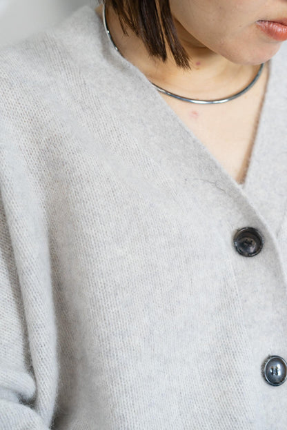 FOX混Vネックボクシーカーディガン