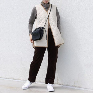 キルティングロングベスト