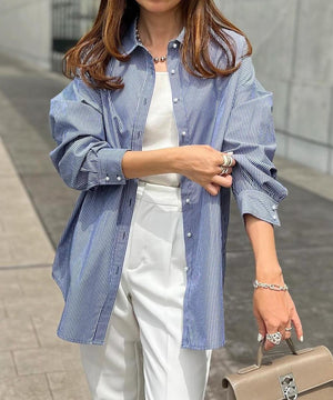 パール釦オーバーサイズシャツ