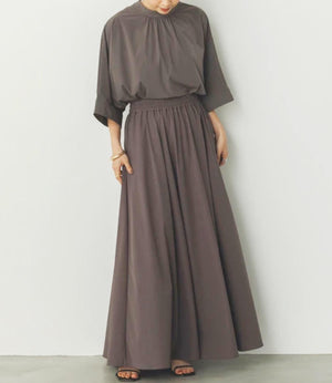 【接触冷感】ギャザーフレアスカート