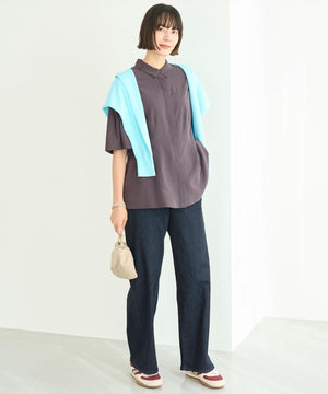 撥水ストレッチ ルーズワイドデニム