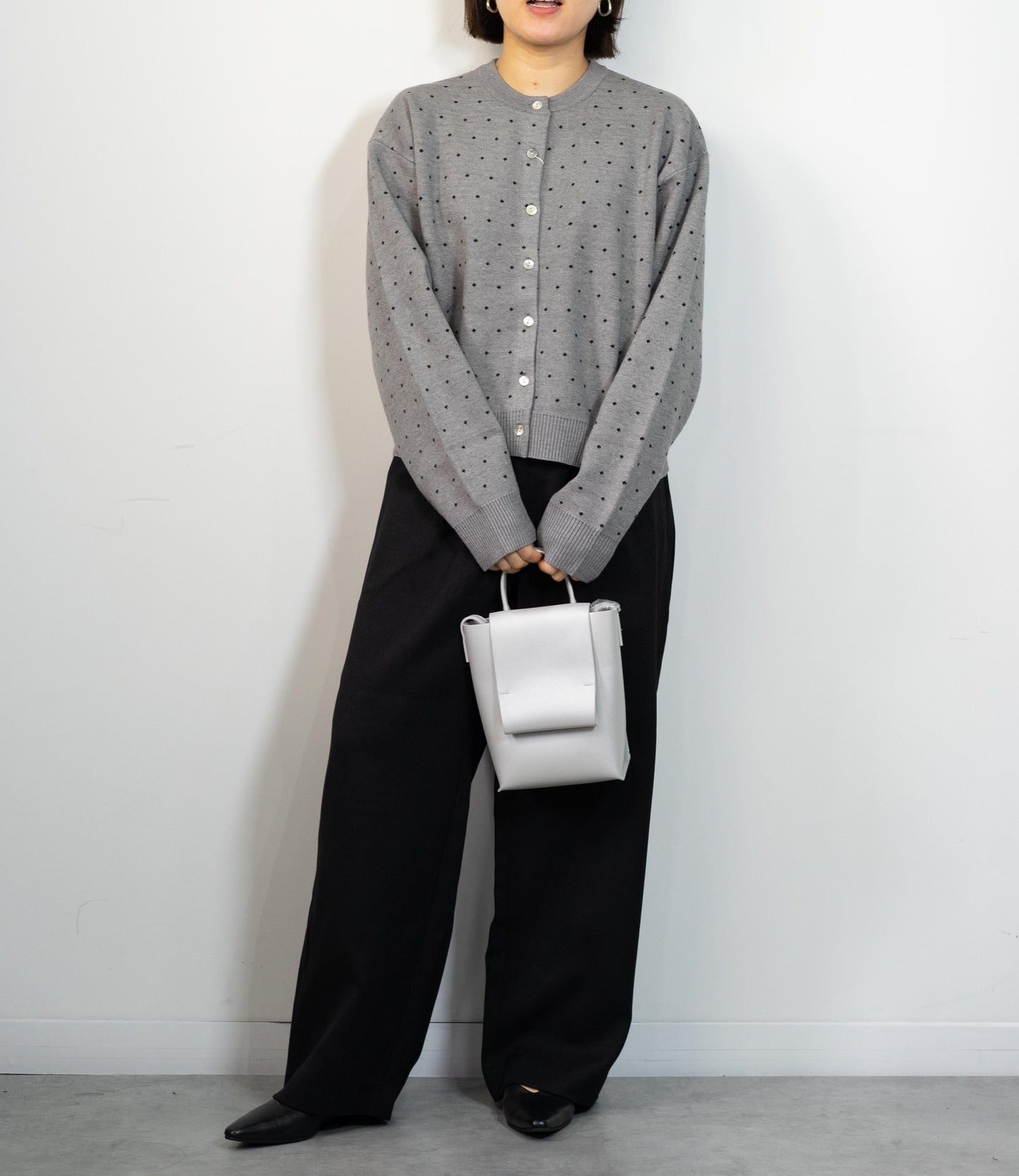 ドットニットブルゾンカーディガン