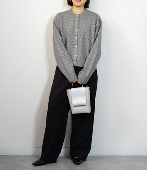 ドットニットブルゾンカーディガン