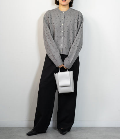 ドットニットブルゾンカーディガン