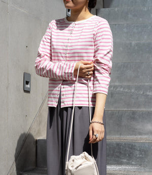 ボーダースナップカーディガン