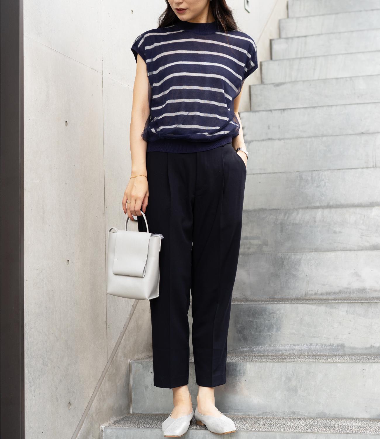 チュールレイヤードボーダーニット