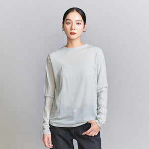 コットンナイロン天竺 シアー クルーネック Tシャツ