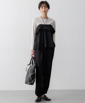 ドレープサテン 2WAY ドロスト パンツ