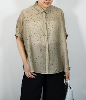 シアーフロッキードットブラウス