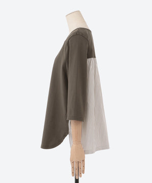 7分袖異素材切替カットソー