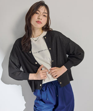 シアーニットショートカーディガン