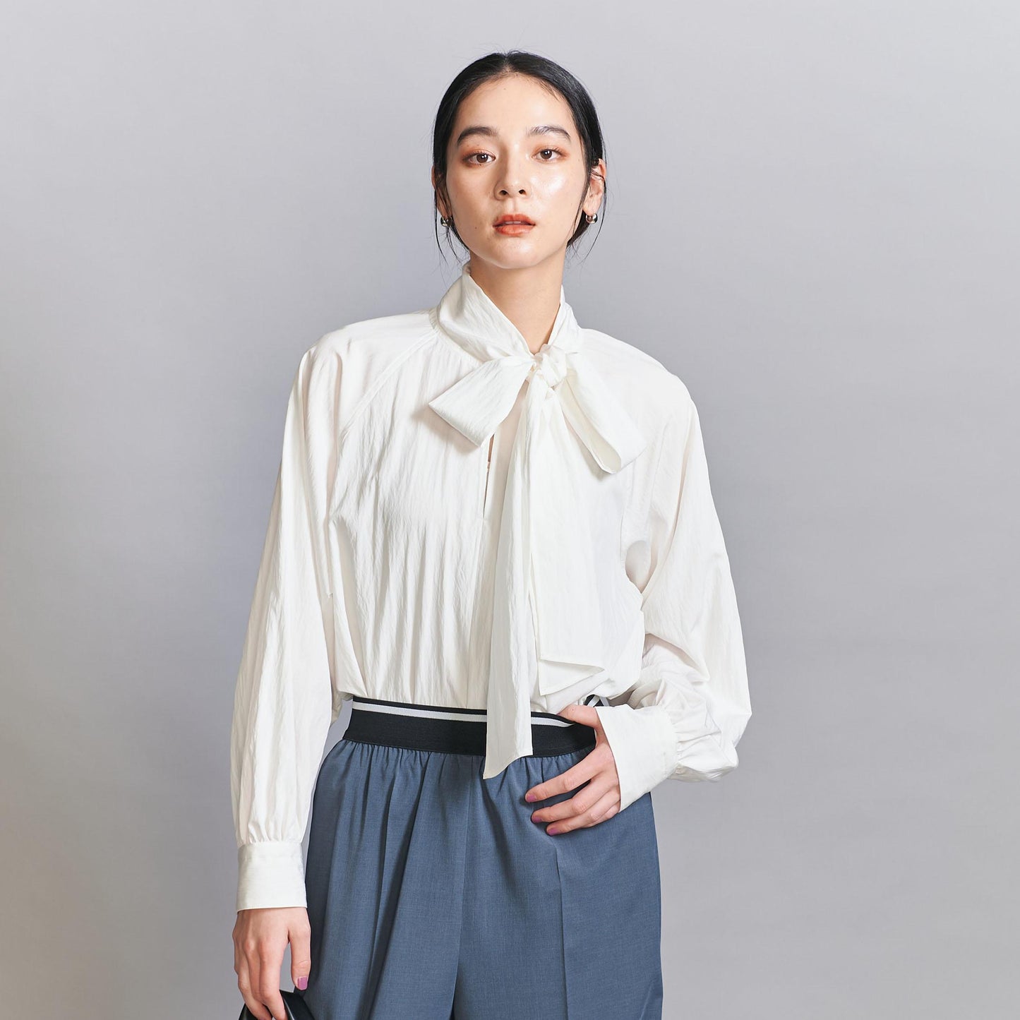 【WEB限定 Wardrobe DAILY MINIMAL】リボンタイブラウス -2WAY/ウォッシャブル-