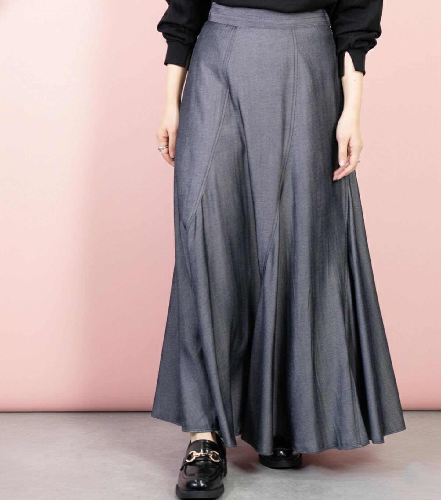 シャンブレーパネルスカート