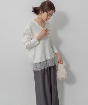 レースモチーフニットプルオーバー