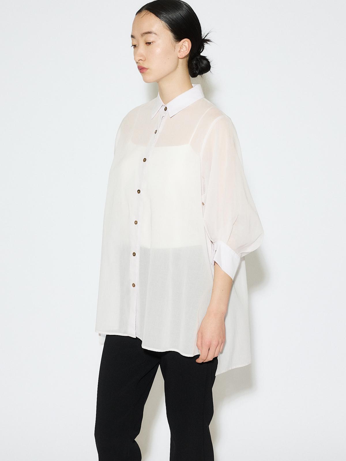 MIDIUMISOLID for Ladies シアースリットスリーブチュニックシャツ