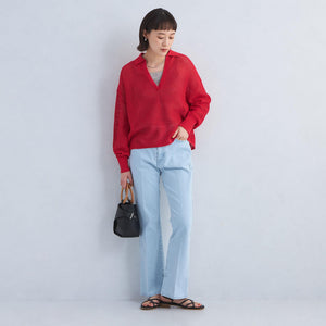 メッシュ スキッパー ニット プルオーバー -ウォッシャブル-