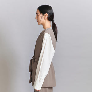 【WEB限定 Wardrobe DAILY MINIMAL】ダブルクロス リボンベルトジレ -ウォッシャブル-