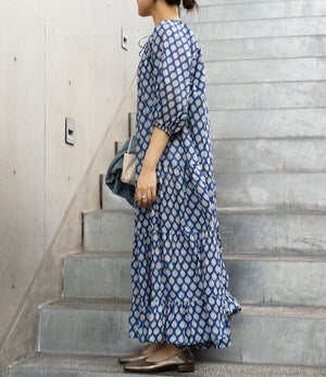 プリントティアードスキッパーワンピース