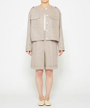 ヘリンボーン リネン ショートパンツ（uncrave WHITE）