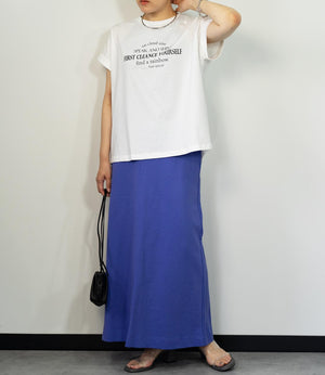 【接触冷感】レタリングフレンチスリーブTシャツ