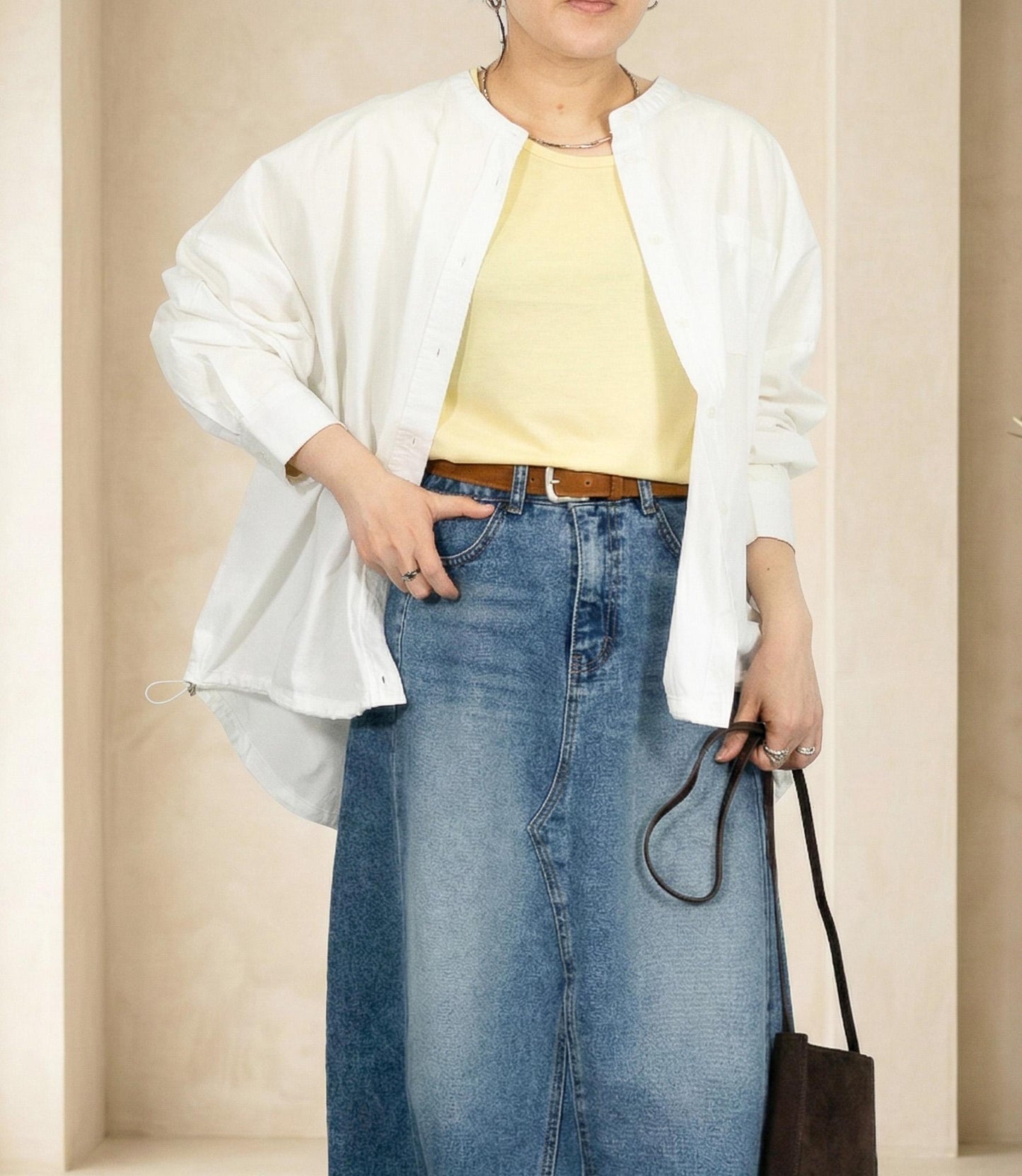 バルーンドロストコットンシャツ