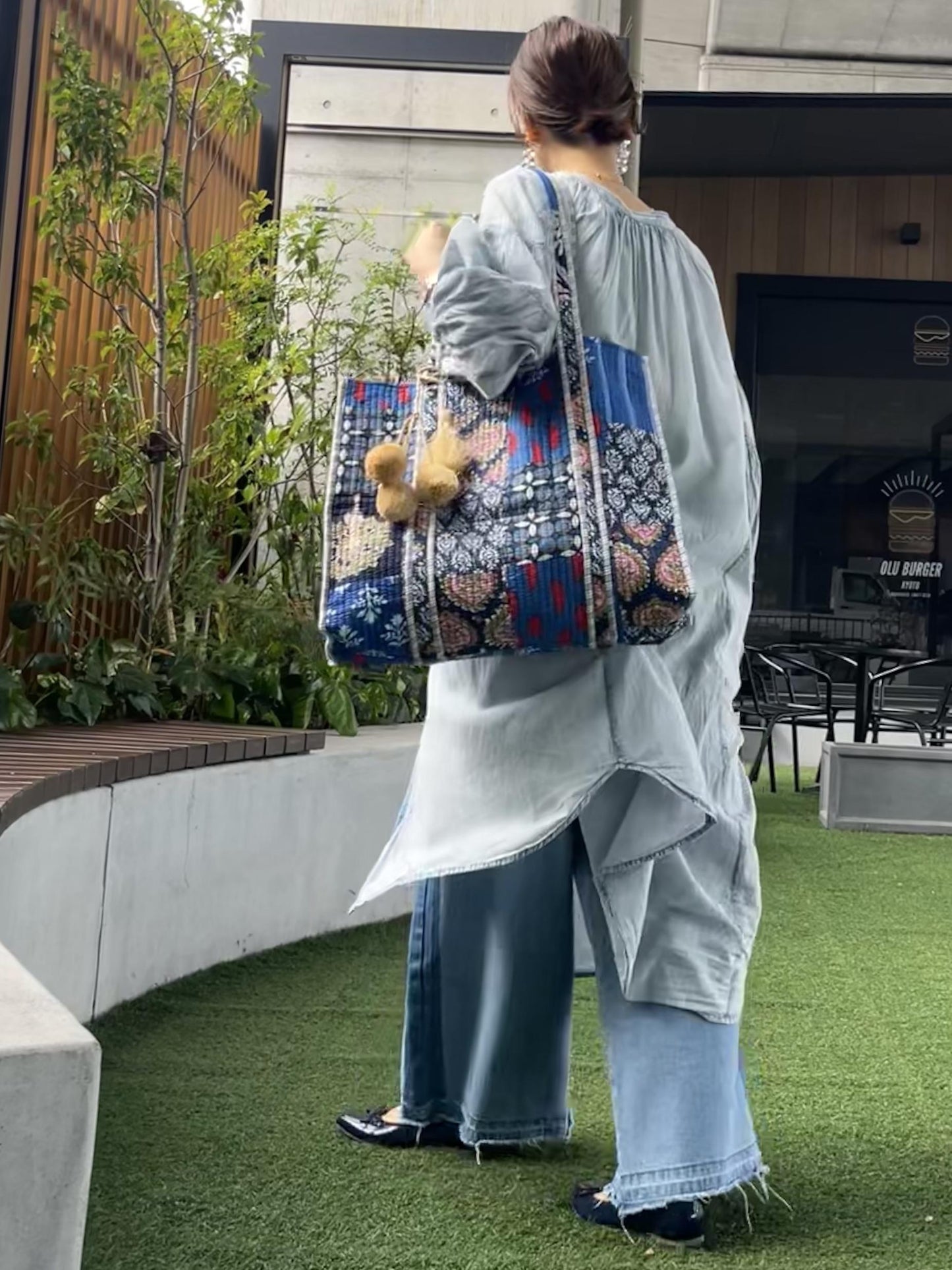 ブロックプリント パッチワークバッグ