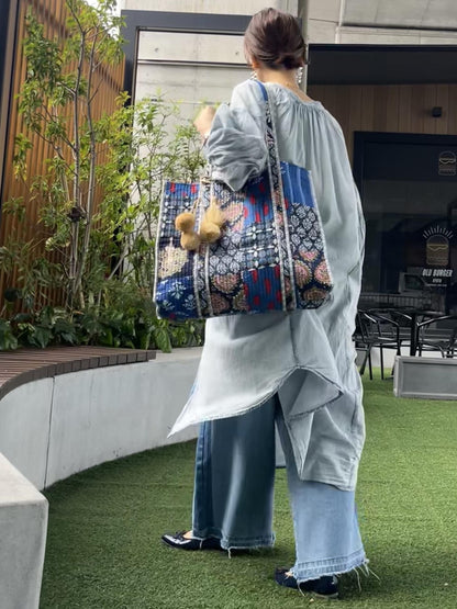 ブロックプリント パッチワークバッグ