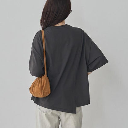 USAコットンアシンメトリーレタリングTシャツ
