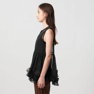 シアー オーガンジー フリル ブラウス ウォッシャブル