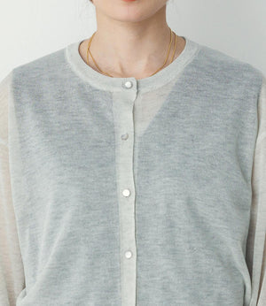 バイカラーシアーニットカーディガン