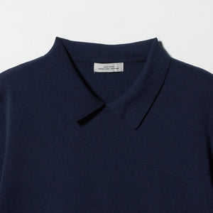 襟付き 5分袖 プルオーバー ニット