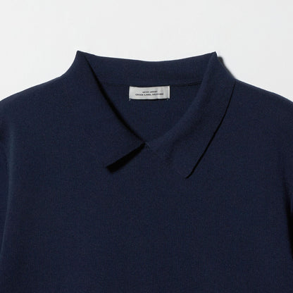 襟付き 5分袖 プルオーバー ニット