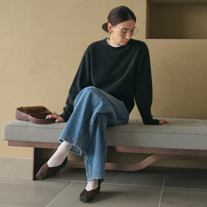 フォックスカシミヤブレンド クルーネックニットプルオーバー