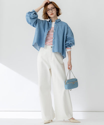 LIGHT DENIM バレルワイド パンツ