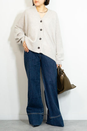 FOX混Vネックボクシーカーディガン