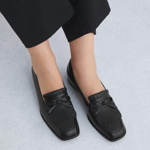 キルトリボン スリッポン シューズ / ローファー（3cmヒール）-撥水-