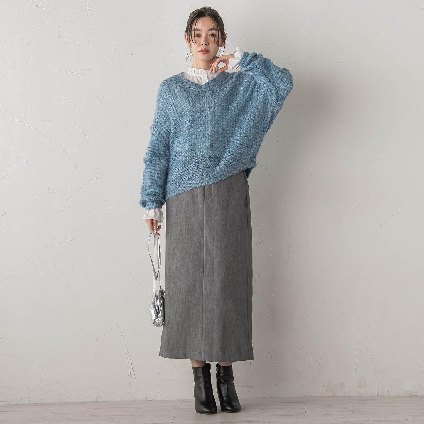 襟フリルブラウス≪洗濯機で洗える≫