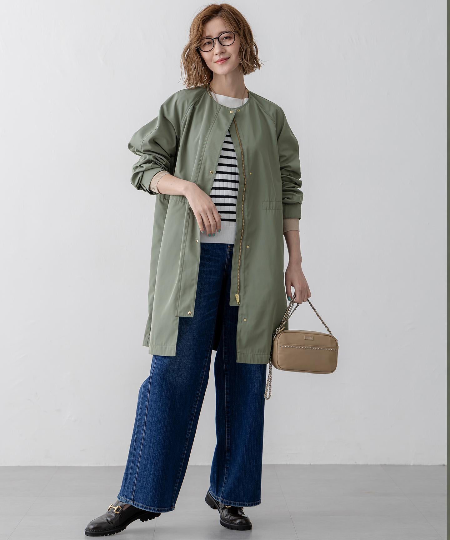 デニム ライン ワイドパンツ