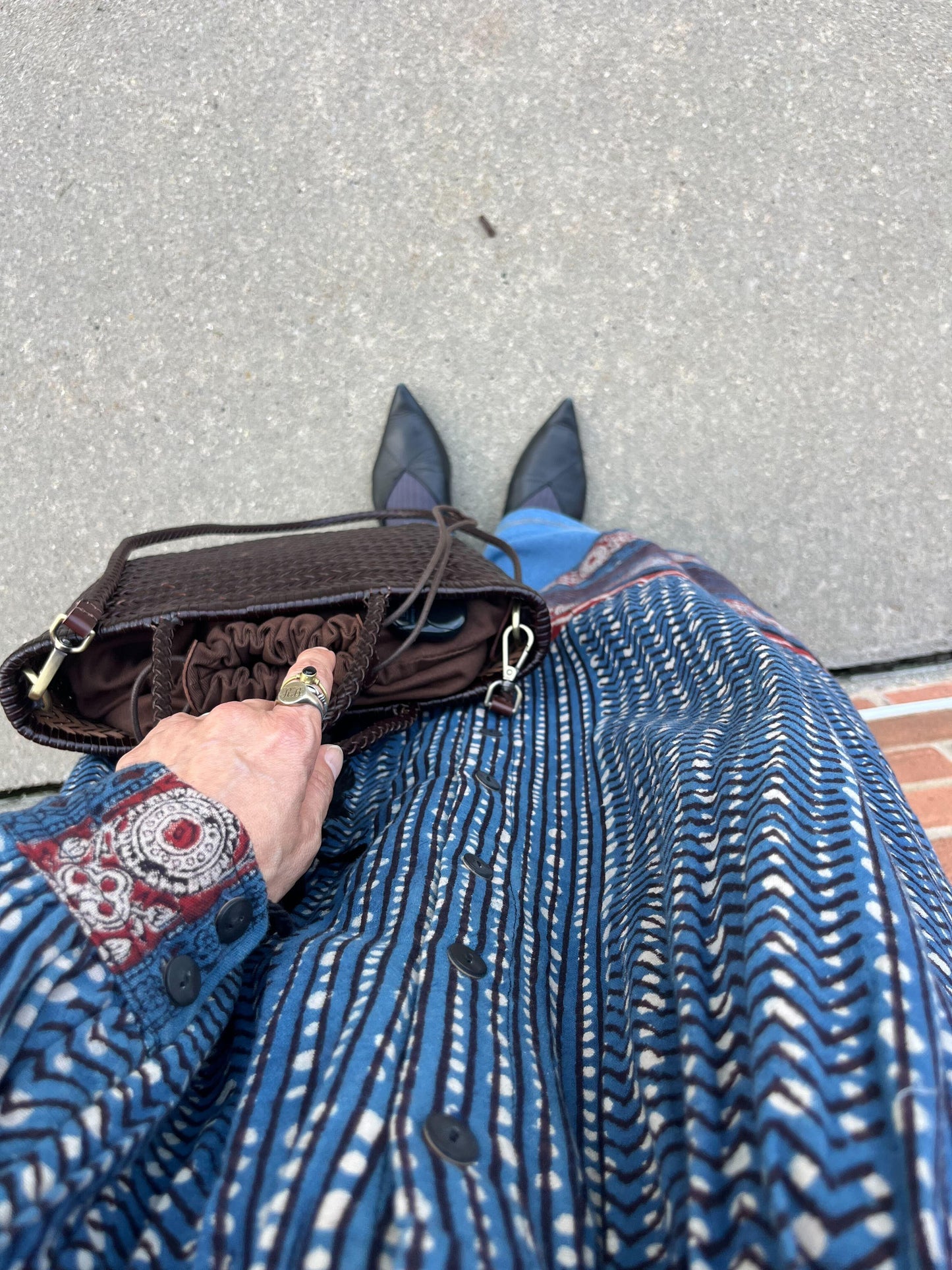 ブロックプリントワンピースコート