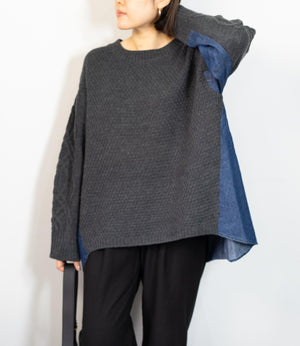 デニムドッキングケーブルニット