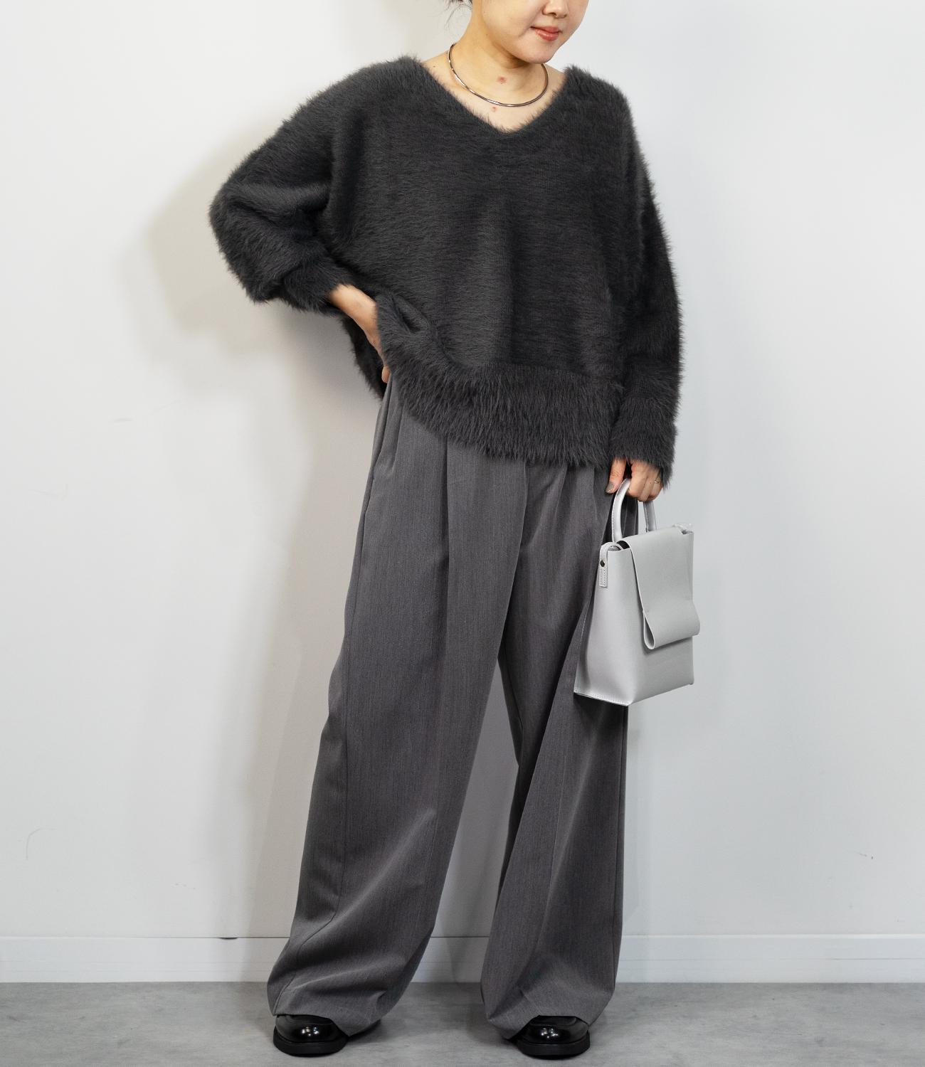 バックリボンVネックニット