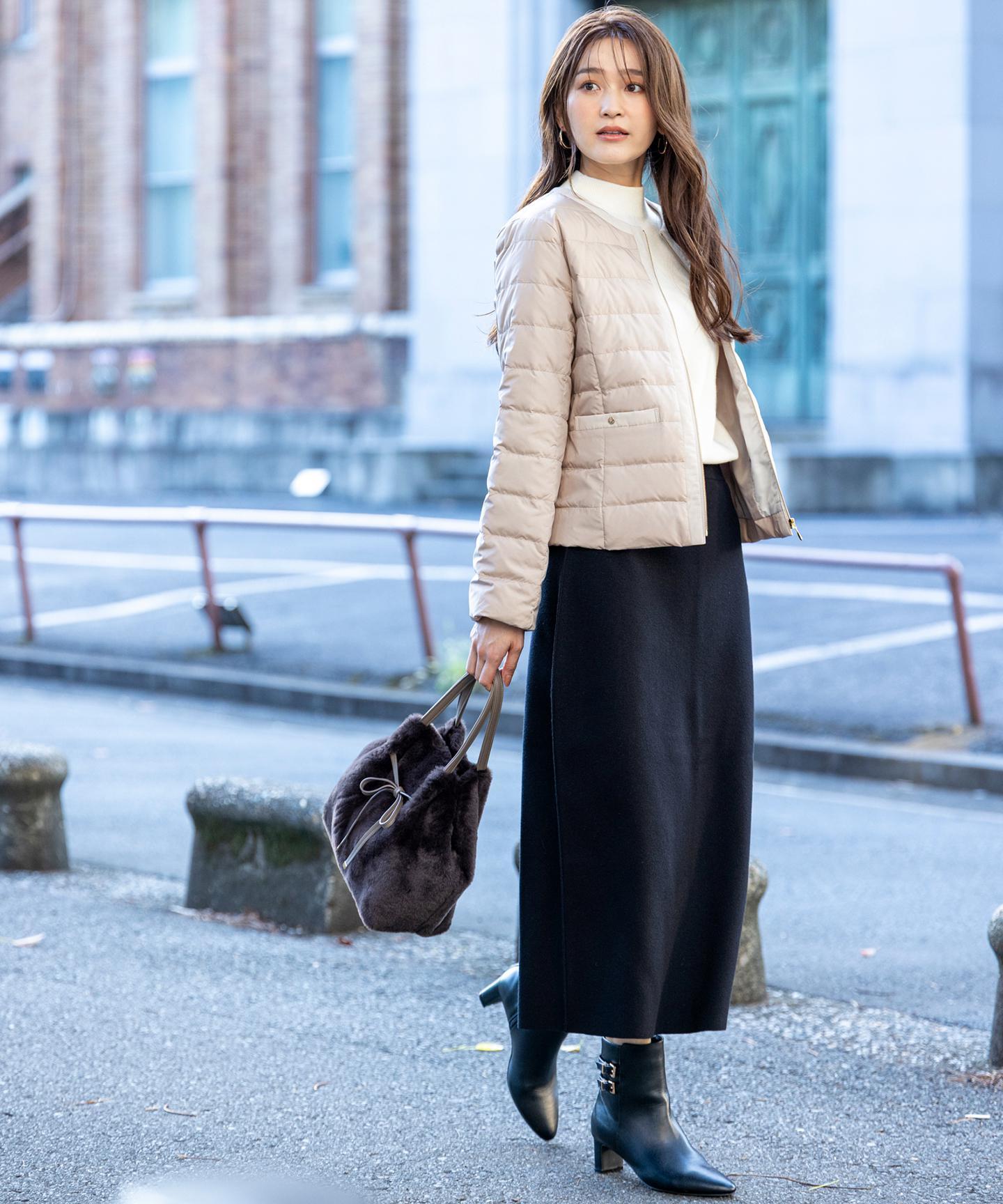 2WAYノーカラーダウン ジャケット