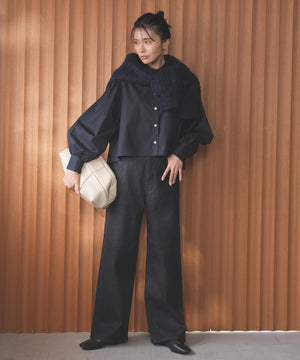 撥水 ワイドストレートデニム