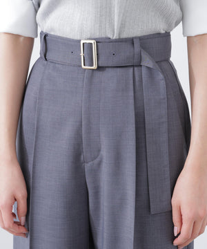 ＜ウォッシャブル＞ベルト付きタックワイドパンツ　26SS