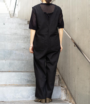 リネンミックスVネックオールインワン